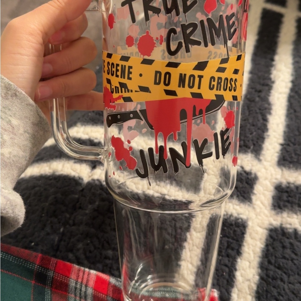 40oz True Crime Junkie Glass Mug NO STRAW